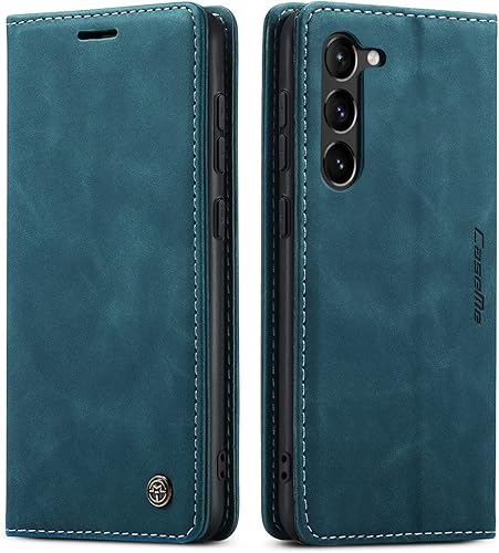 Miniatura 10 de Kowauri Funda para Samsung Galaxy S23, diseño clásico de piel con cierre magnético, con ranura para tarjetero, a prueba de golpes, funda protectora