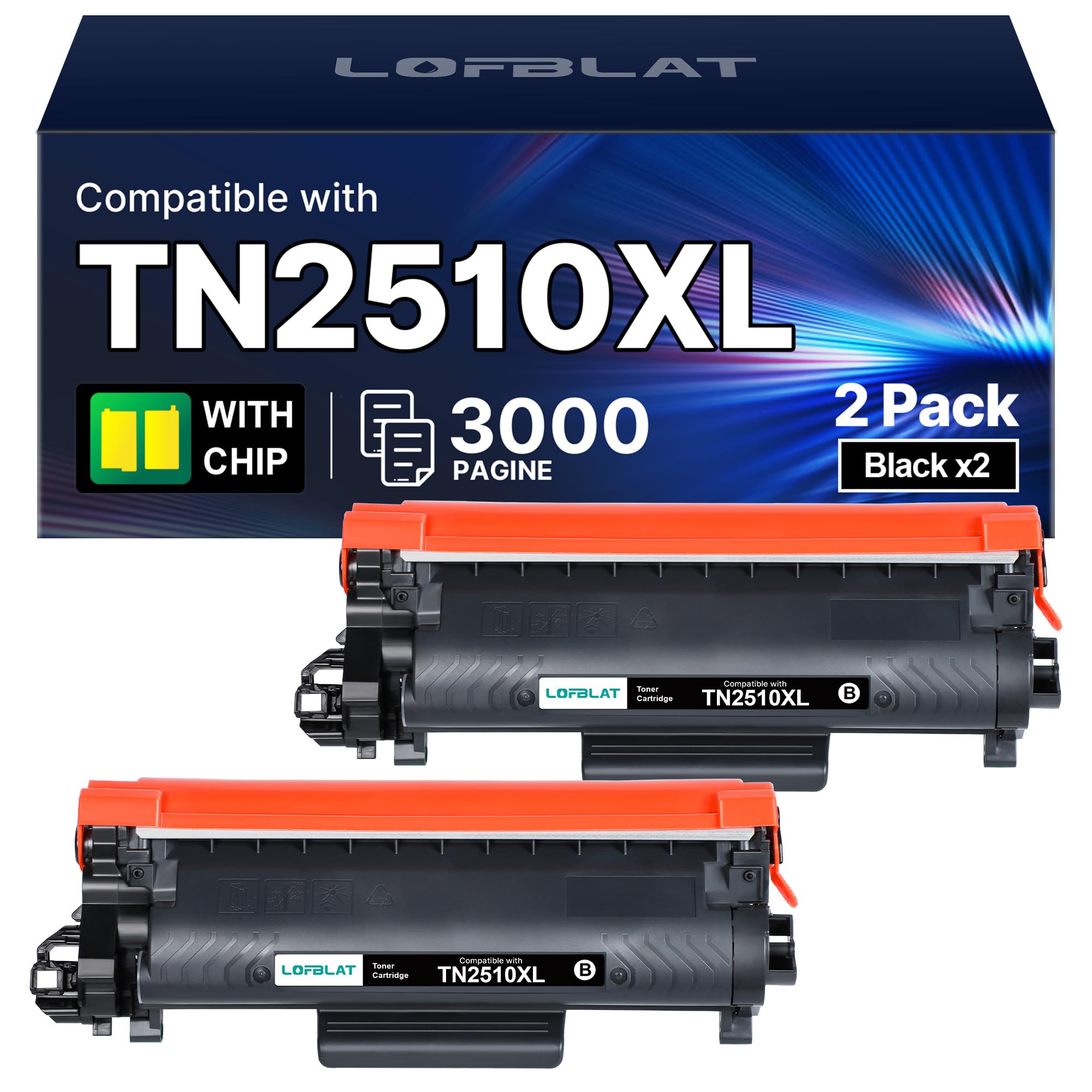 TN2510XL TN 2510XL TN-2510 XL TN2510 Nero Toner per MFC-L2827DW HL-L2400DWE | Con Chip, Compatibile per Brother TN2510XL TN2510 per DCP-L2620DW DCP-L2627DWE HL-L2400DW MFC-L2800DW DCP-L2665DW MFC-L2835DW