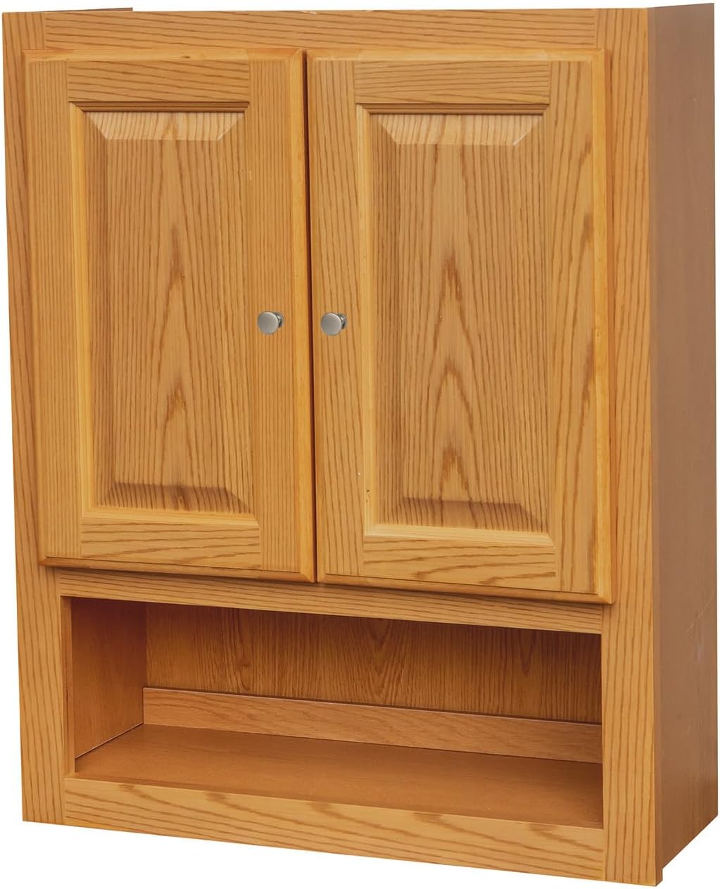 Economy Golden Oak Raised Panel Bathroom Wall Cabinet