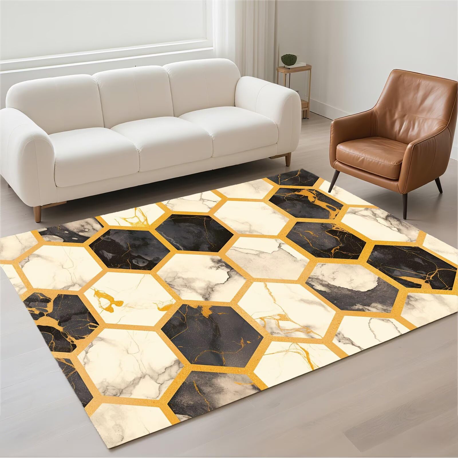 Tapis de couloir antidérapant résistant aux taches tapis entrée moderne marbre