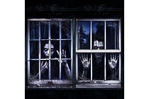2 Pcs Scary Halloween Curtain Halloween Window Silhouette Decoration Blood Halloween Window...