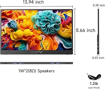 Amazon.com: AYY 15.6 Inch Portable Monitor 1080P FHD USB-C HDMI