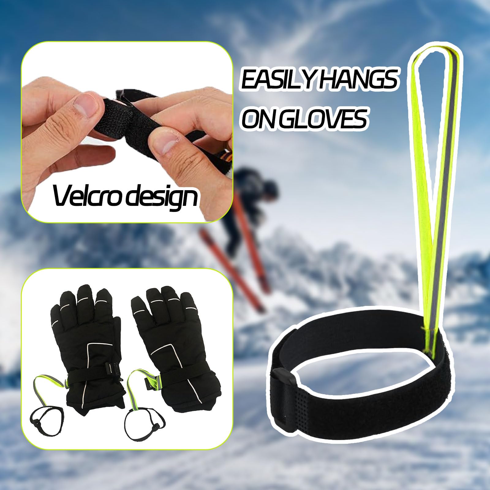 Lot De 4 Laisses à Gants – Sangle Réfléchissante Pour Ski, Sports D'hiver, Ne Perdez Plus Vos Gants Lot De 4 Laisses à Gants – Sangle Réfléchissante Pour Ski, Sports D'hiver, Ne Perdez Plus Vos Gants