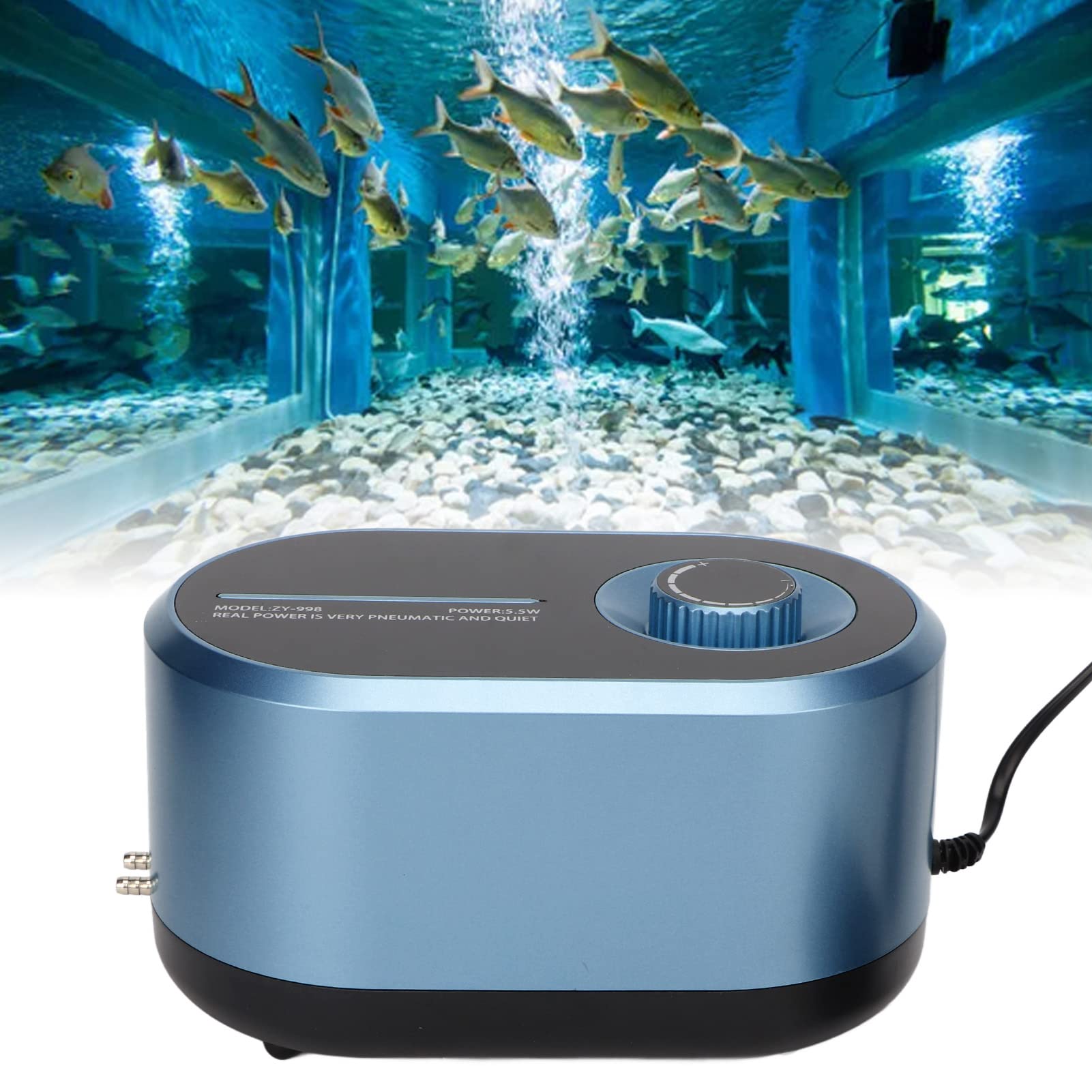 Naroote Bomba de Aire del Acuario, ACUARIUM Oxygen ABS, Gran Volumen de Aire, Extremadamente Silencioso, Multi-Purpose-Double Hole para Accesorios de Acuarios