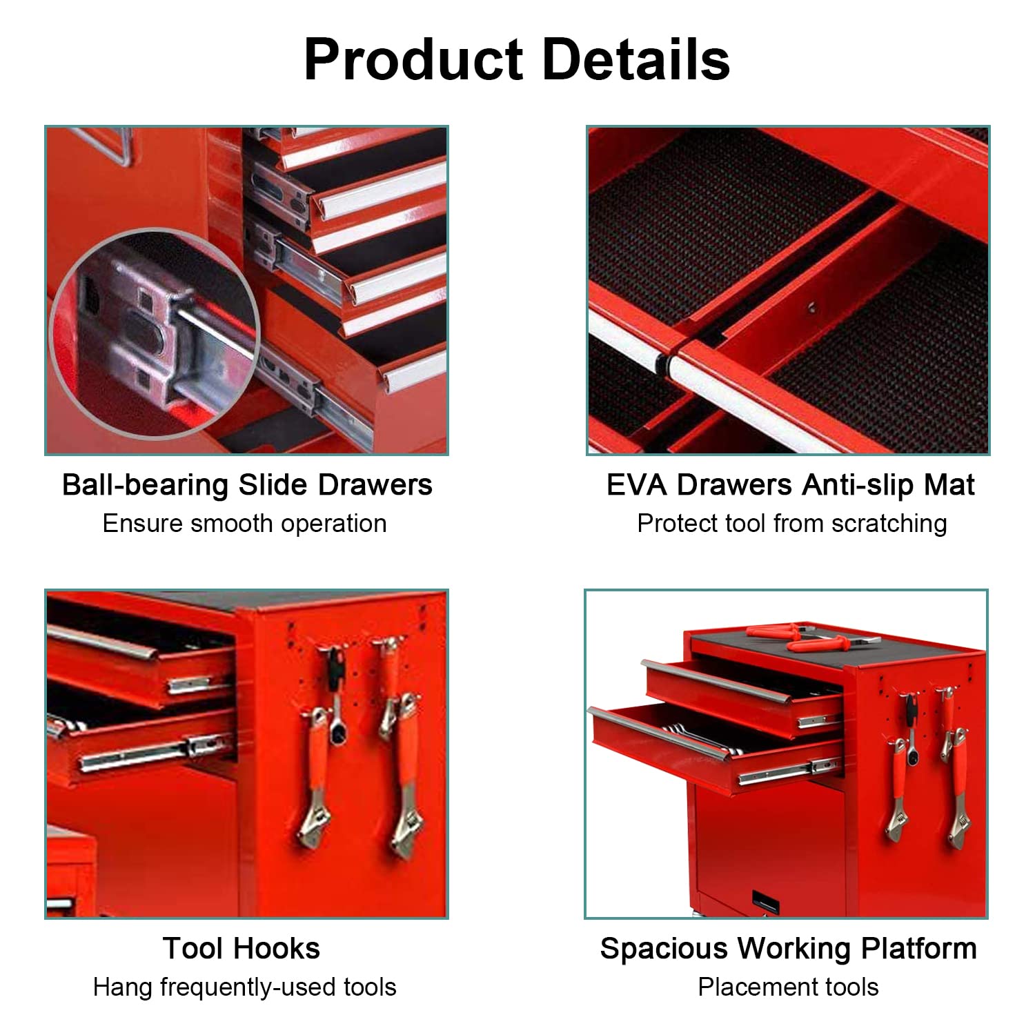 Costway 6Drawer Rolling Tool Chest Storage Toolbox Combo