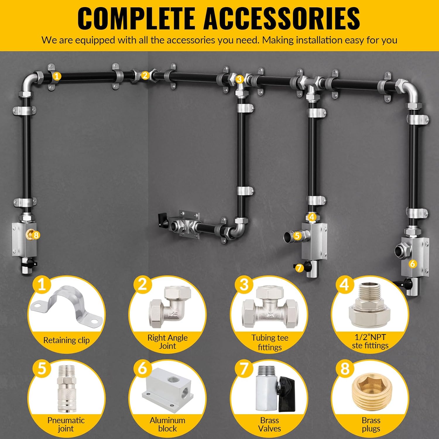 Shop Air Line Kit,Black 3/4 Inch x 100 FT Compressed Air Piping System,HDPE Tubing and Aluminum Outlet Blocks,Air Line Tubing Kit, for Shop,Garage - Image 4