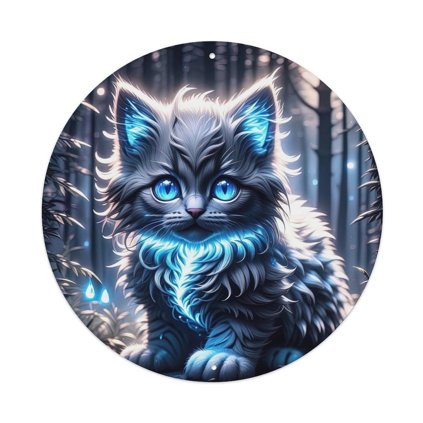 Animal Artwork Silver Layered Vintage Metal Tin Sign Plaque Wall Decor for Cafe, Club, Garden Round Metal Poster 8x8Inch