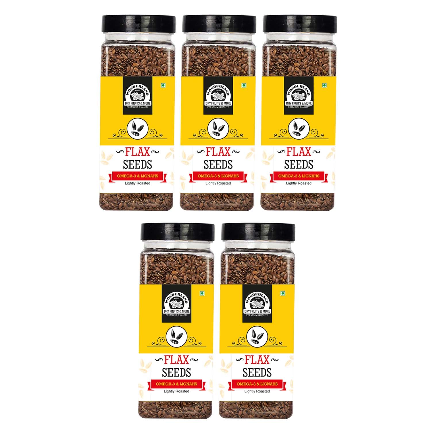 Wonderland Foods Roasted Flax Seeds 1kg (200gX5) Pack of 5 Jar I Alsi Seeds for Hair Growth I Rich in Fiber, Omega - 3, Magnesium, Phosphorus & Protein I Source of Iron & Dietary Fibre (B07KWXX7MZ) Amazon Price History, Amazon Price Tracker