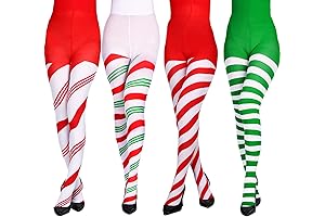 4PCS Christmas Striped Tights for Enchanting Xmas Cheer