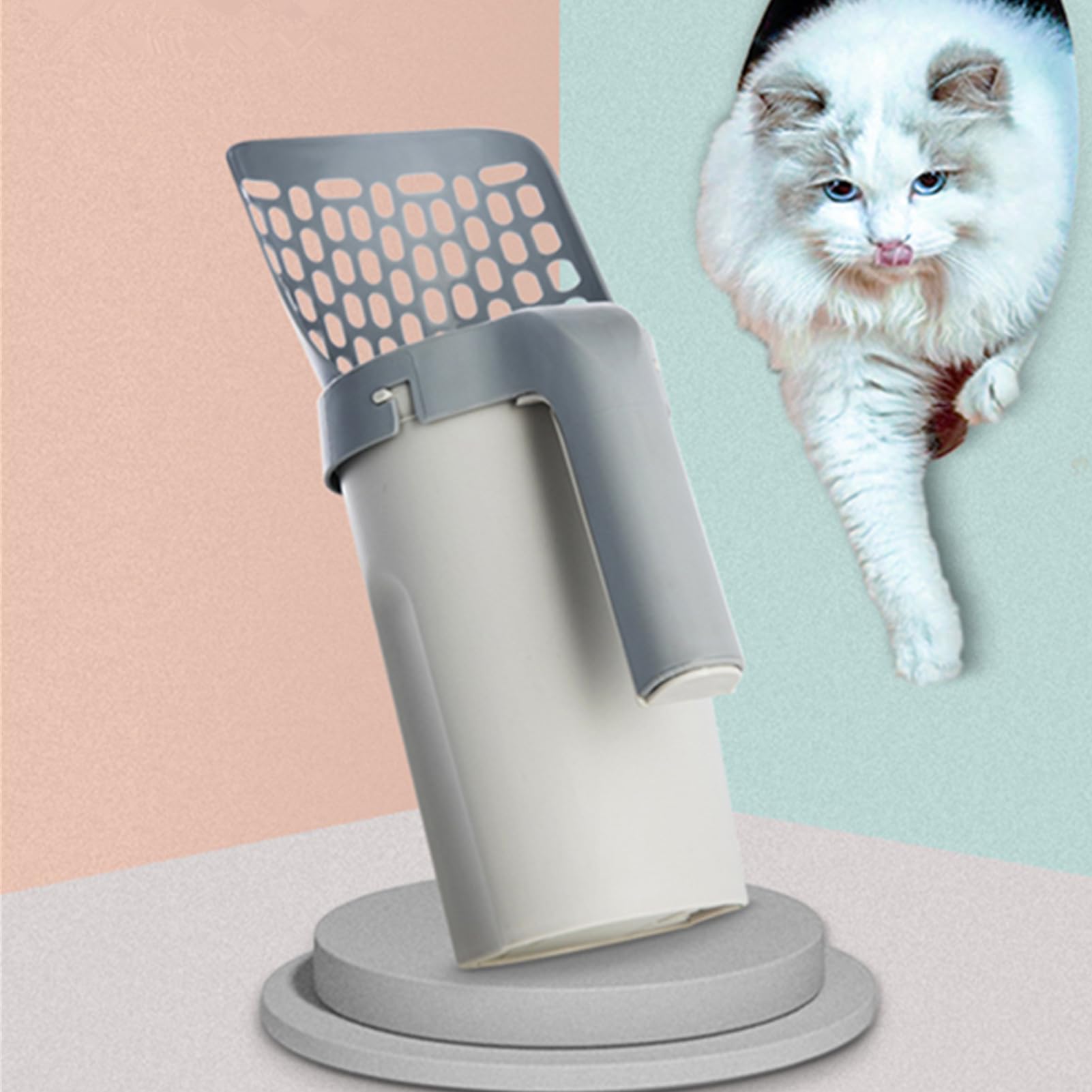 Kitty Scoop, 2023 Neuer, verbesserter Katzenstreuschaufel mit Halter, tragbarer, wiederverwendbarer und Abnehmbarer Katzenstreuschaufelhalter mit Müllbeuteln, bessere Erfahrung als zuvor /258
