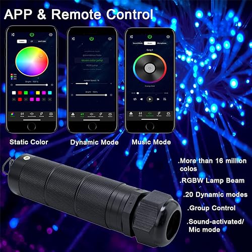 Miniatura 2 de AZIMOM Uso del coche Bluetooth 6 W RGBW LED de fibra óptica luces estrella techo luz kit APP control remoto mezclado 430 unids 9.8ft cable de fibra