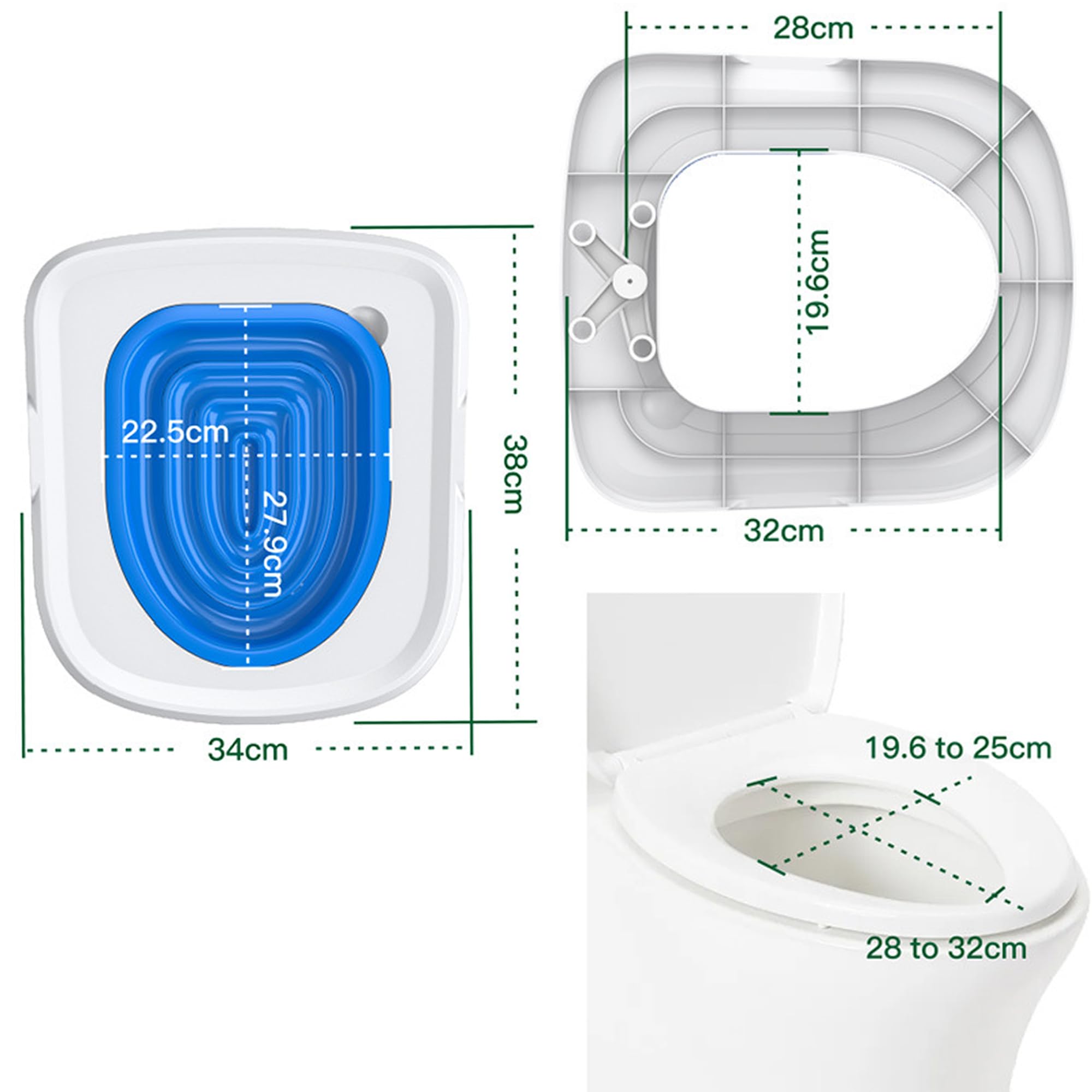 SUQ Cat Trainer Toilet Kit de Formation aux WC pour Chats, Pack Réutilisable en Plastique Bleu