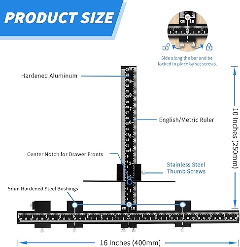 Miniatura 4 de Juego de herramientas de plantilla de 14 piezas, herramientas de plantilla de manija de gabinete de aleación de aluminio, herramienta de plantilla