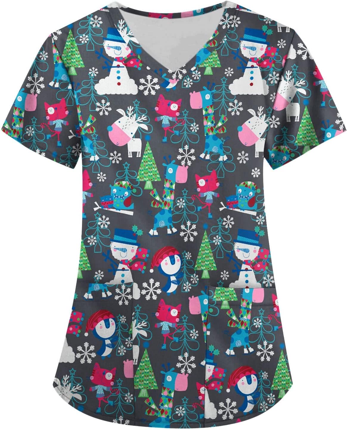 Christmas Shirts for Women Womens Scrub Tops Cute Scrubs