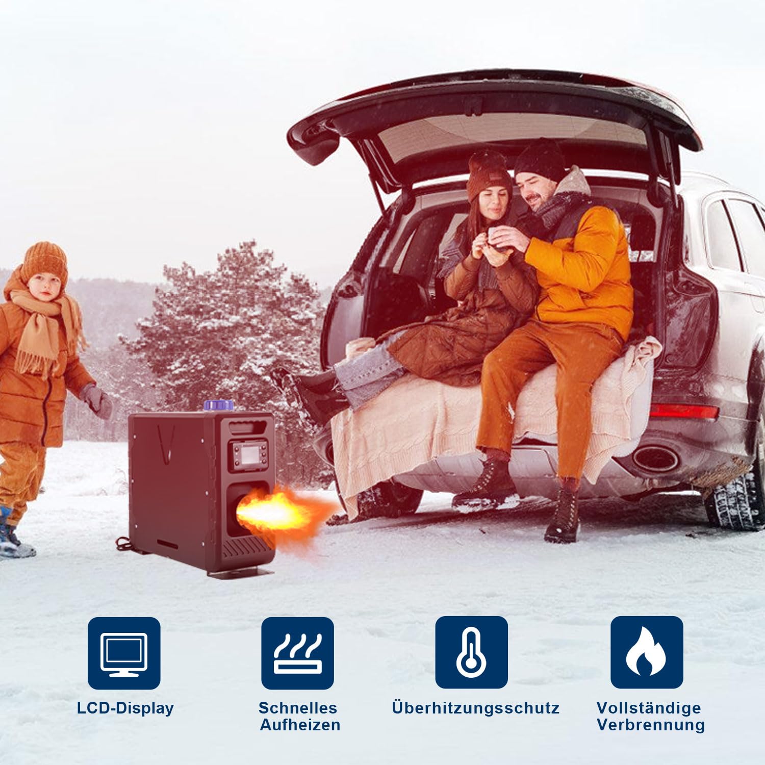 Sonnewelt - Riscaldatore da parcheggio Diesel 8KW 12V, riscaldatore ad aria con controllo APP Bluetooth, interruttore LCD e telecomando per camper, auto, barche, nero