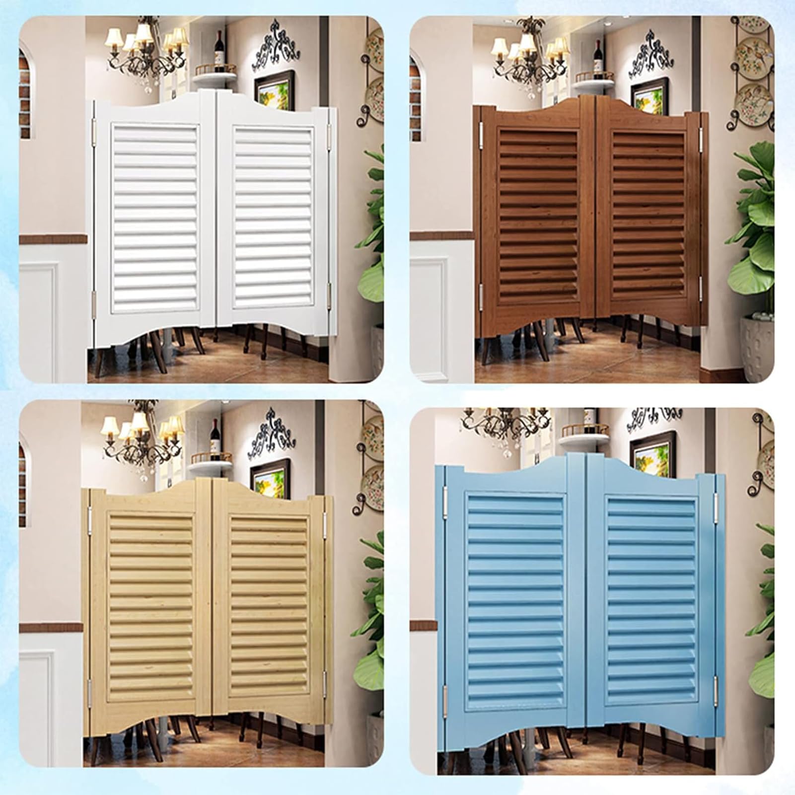Porte Battante en Bois Interieur, Porte Western Saloon, Porte À Ressort Fermeture Automatique Cloison De Cuisine,70X90cm 27.5X35.4in