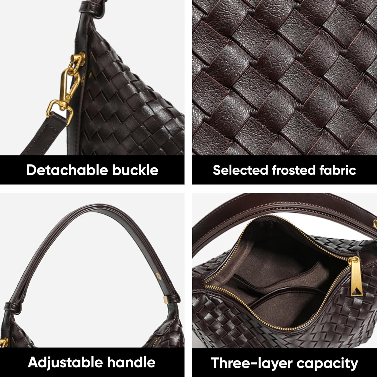 Woven Suede Shoulder Bag - Stylish Hobo Satchel, Slouchy Handbag, Crescent Crossbody Purse & Tote