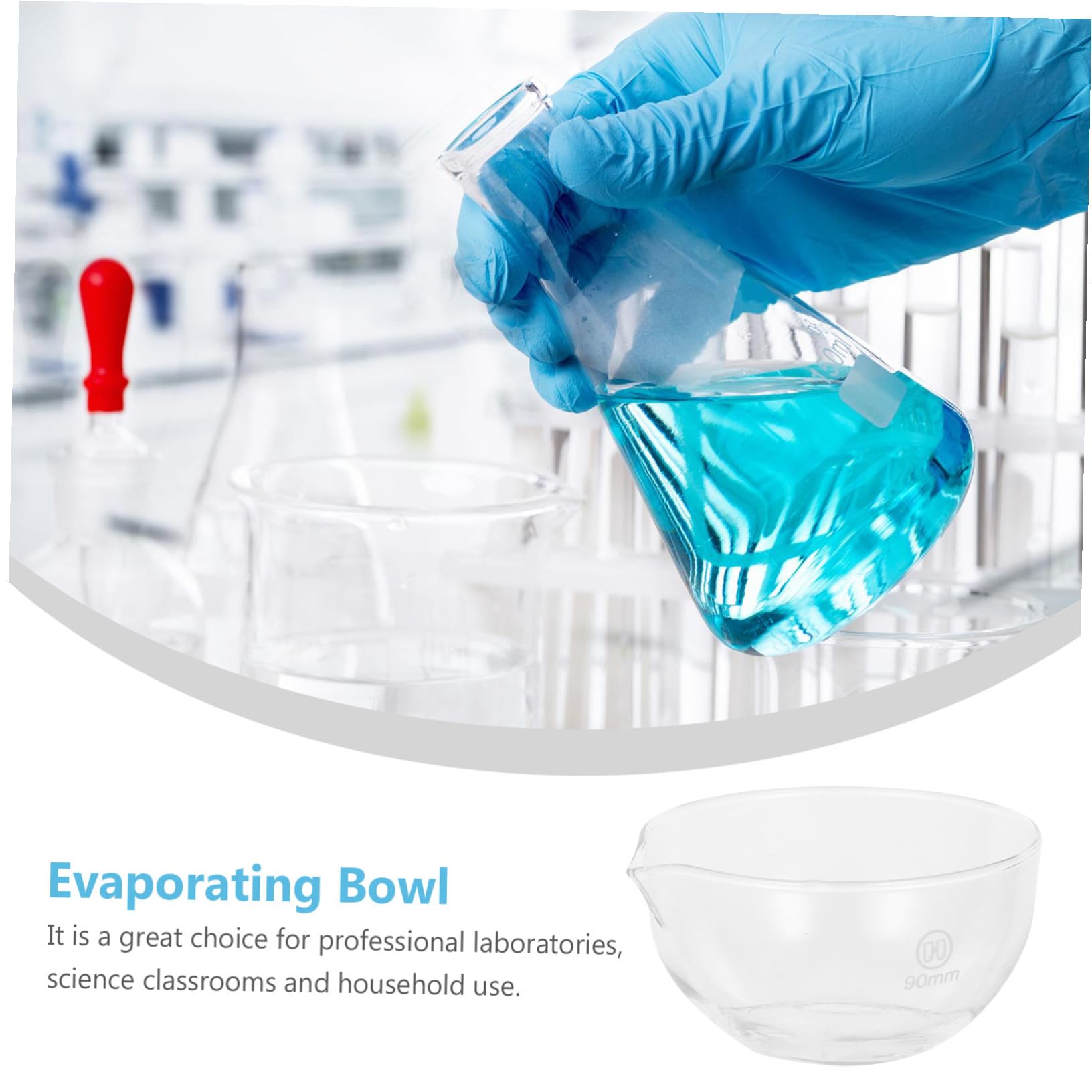 Holibanna Plat de Cristallisation Verre Résistant Haute Température avec Bec Bol Rond Évaporation Multi-usage pour Laboratoire et Cuisine