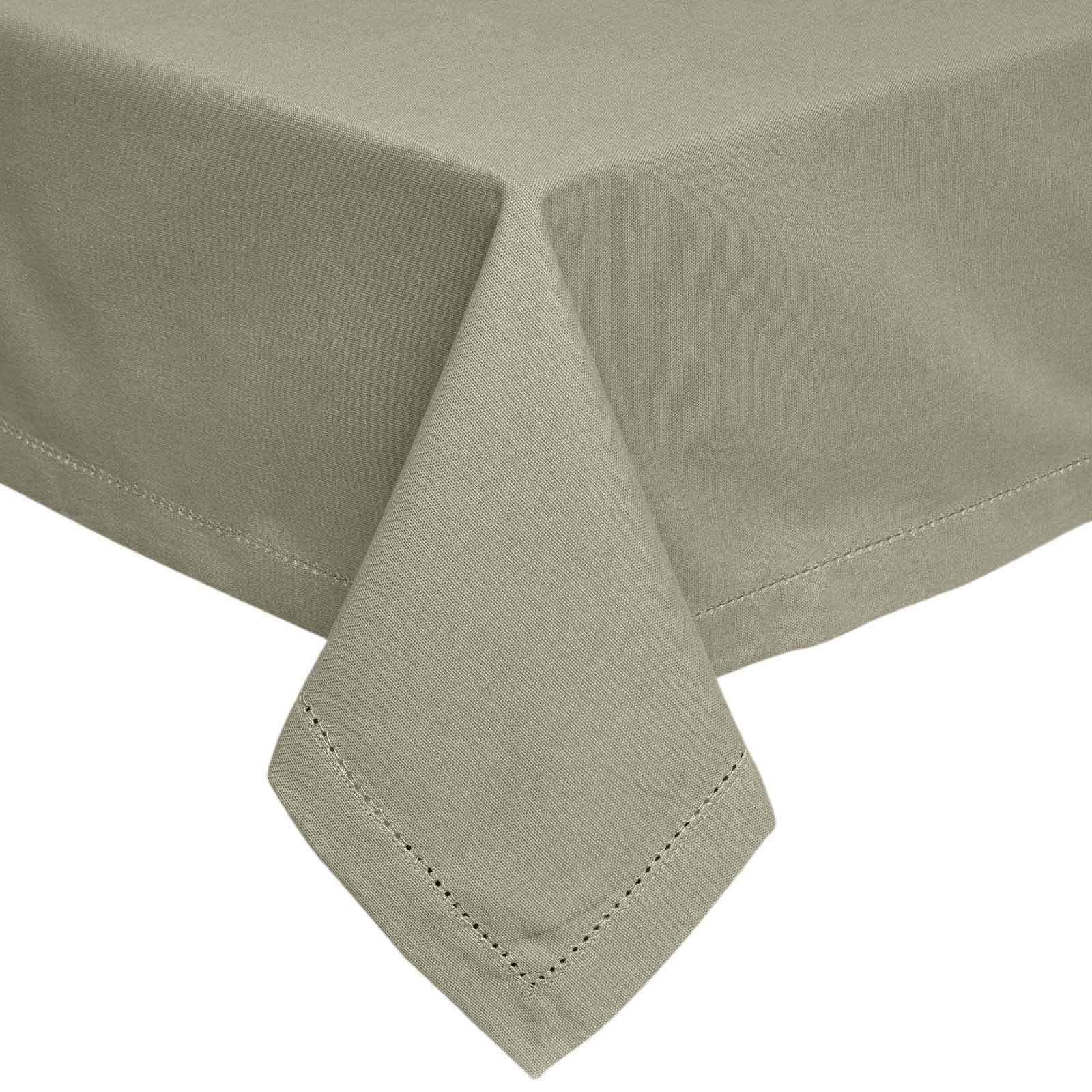 HOMESCAPES Grey Table Cloth, Plain Cotton Tablecloth, Rectangular, Handcrafted & Durable Dining Table Cover with Hem Stitch, Hypoallergenic, Washable, 137 x 178cm