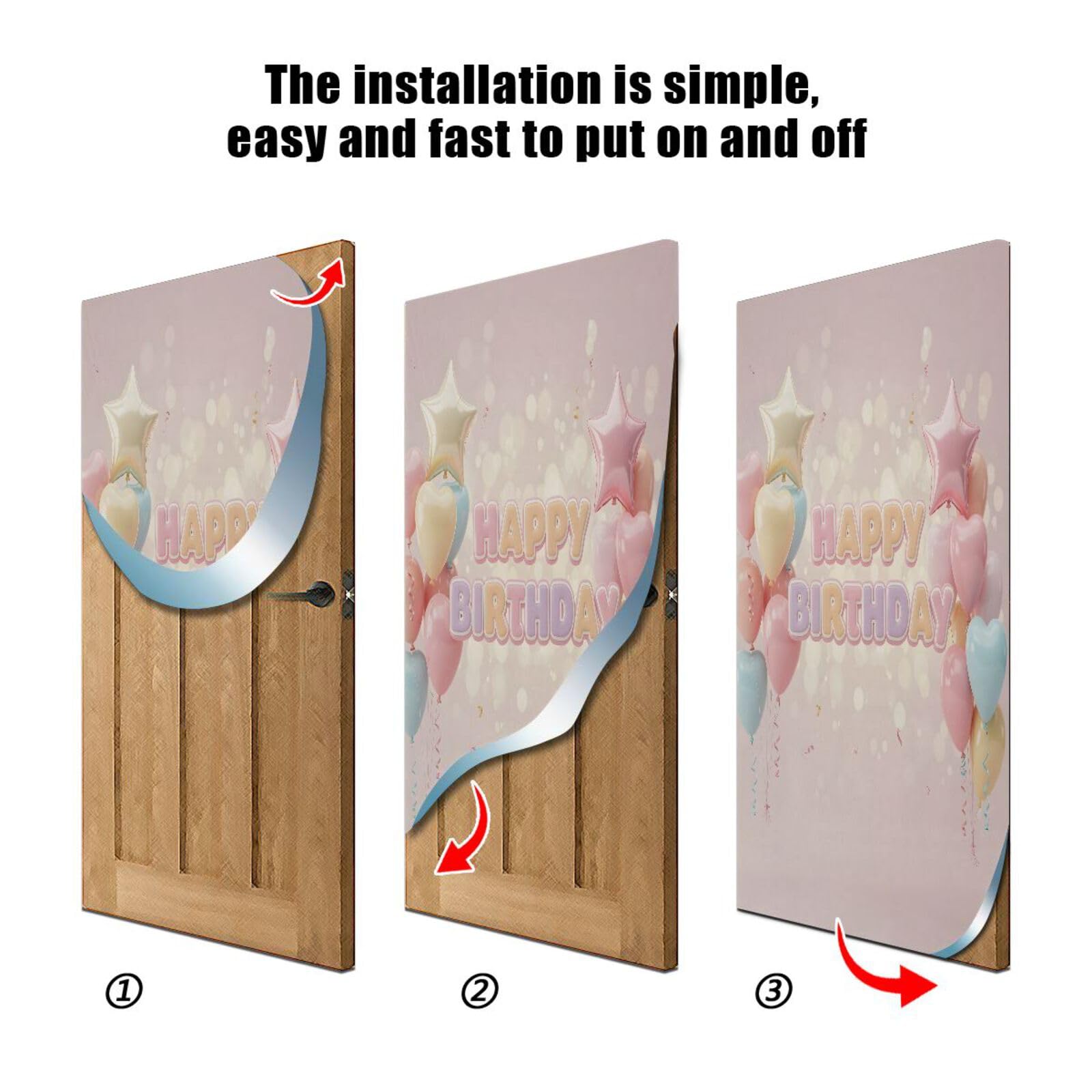 FLildon Birthday Balloons Door Cover Decoration, Party Accessory Porch Decor for Festive Ornament Room Door Covers 36 x 98 Inch