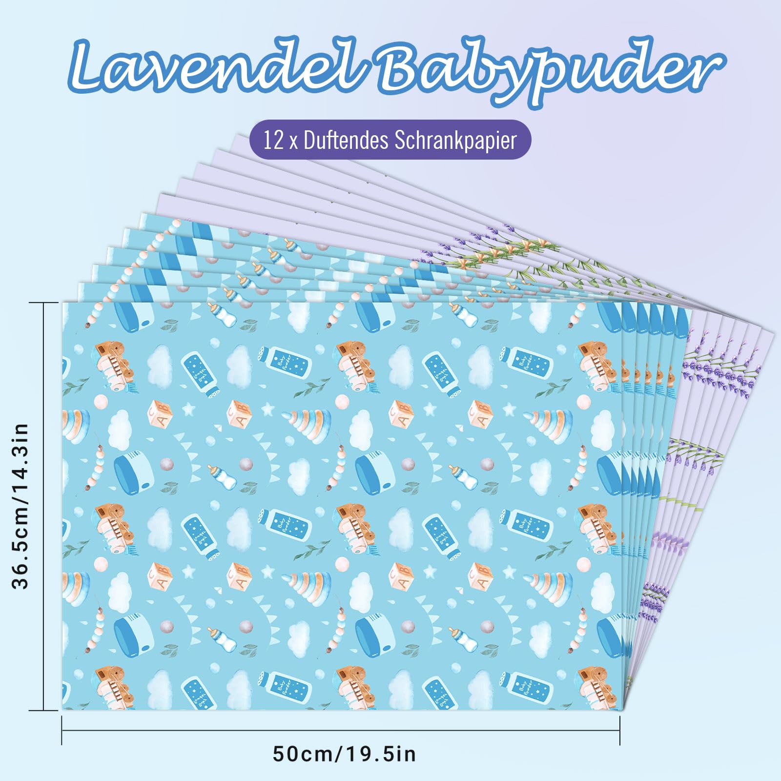 Carta Profumata per Cassetti Profumi di Talco per Bambini Lavanda 36.5x50 cm