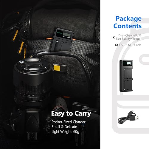 Miniatura 7 de Neewer Cargador USB dual compatible con batería de cámara Sony NP-F970 NP-F960 NP-F950 NP-F930 NP-F770 NP-F750 NP-F570 NP-F550, cargador de batería