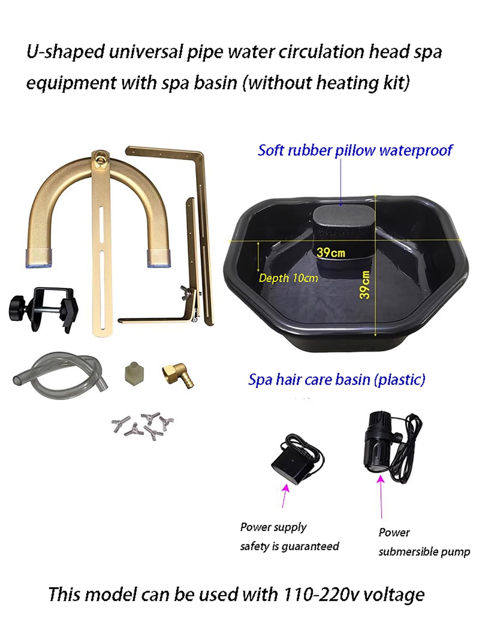 Salida de Agua portátil para SPA con Bomba, Cabezal de Ducha de salón para Lavabo de champú, Mejora la Experiencia de Terapia y Masaje.