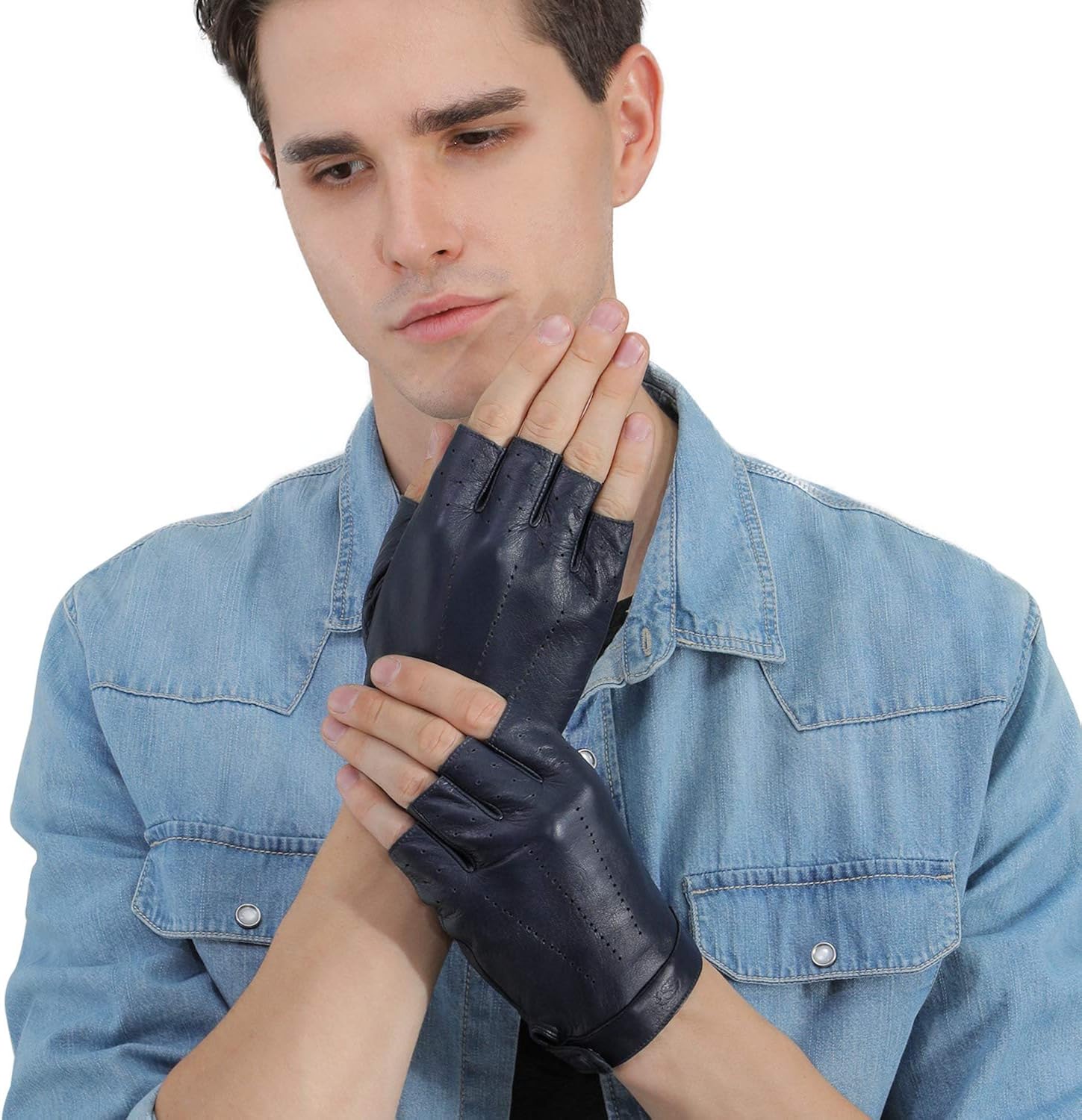 Gsg ドライビンググローブ 指なし手袋 メンズ 革 レザー バイク グローブ 指ぬき ロック 運転 ドライブ ドライバー 男性 紳士 プレゼントにお勧め 0632