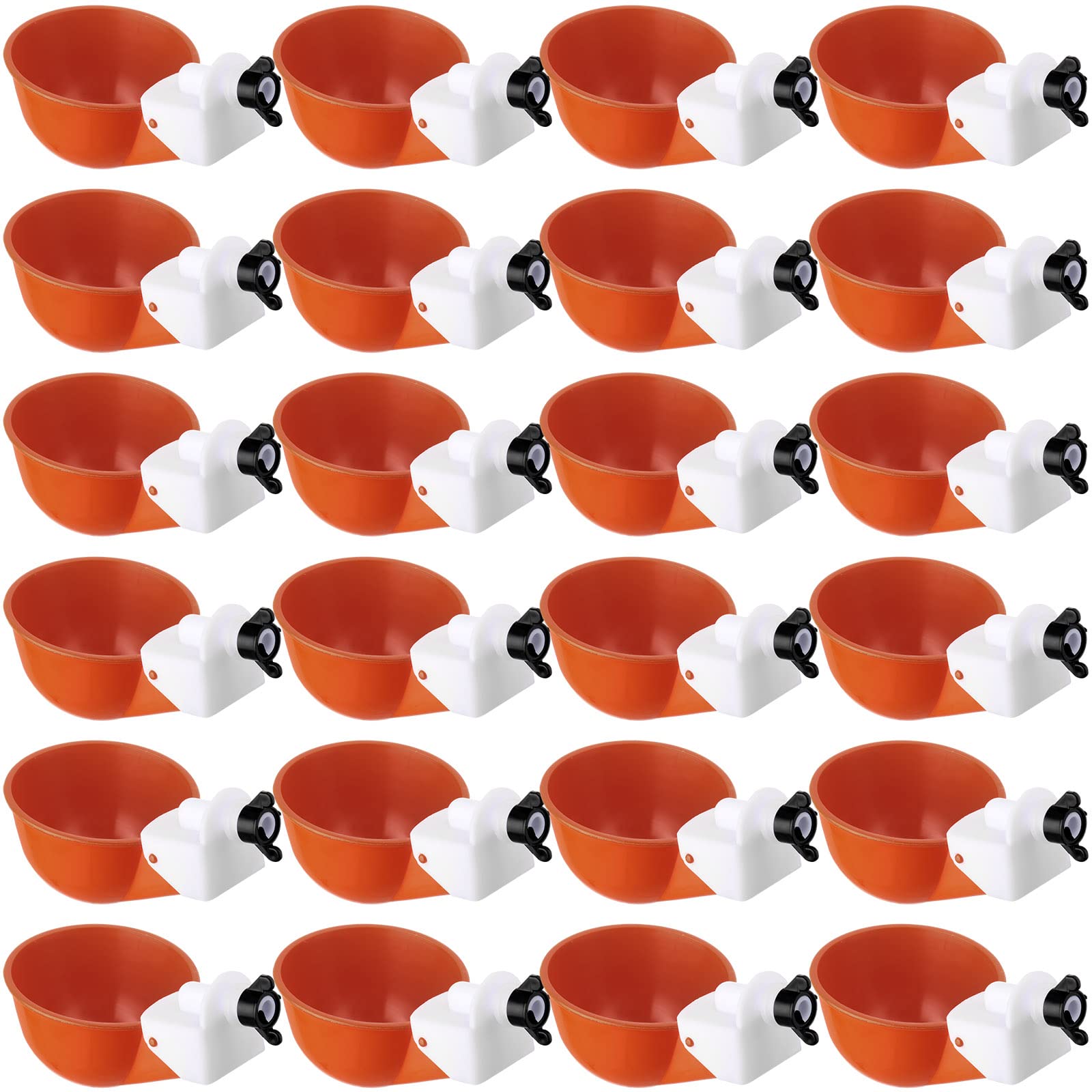 24 Pcs Orange Large Automatic Chicken Waterer Cups Chicken Water Cup Chicken Water Feeder Kit Waterer Kit for Poultry Chicken Water Cups Chicken Water Feeder for Chicks Duck Goose Turkey Bunny