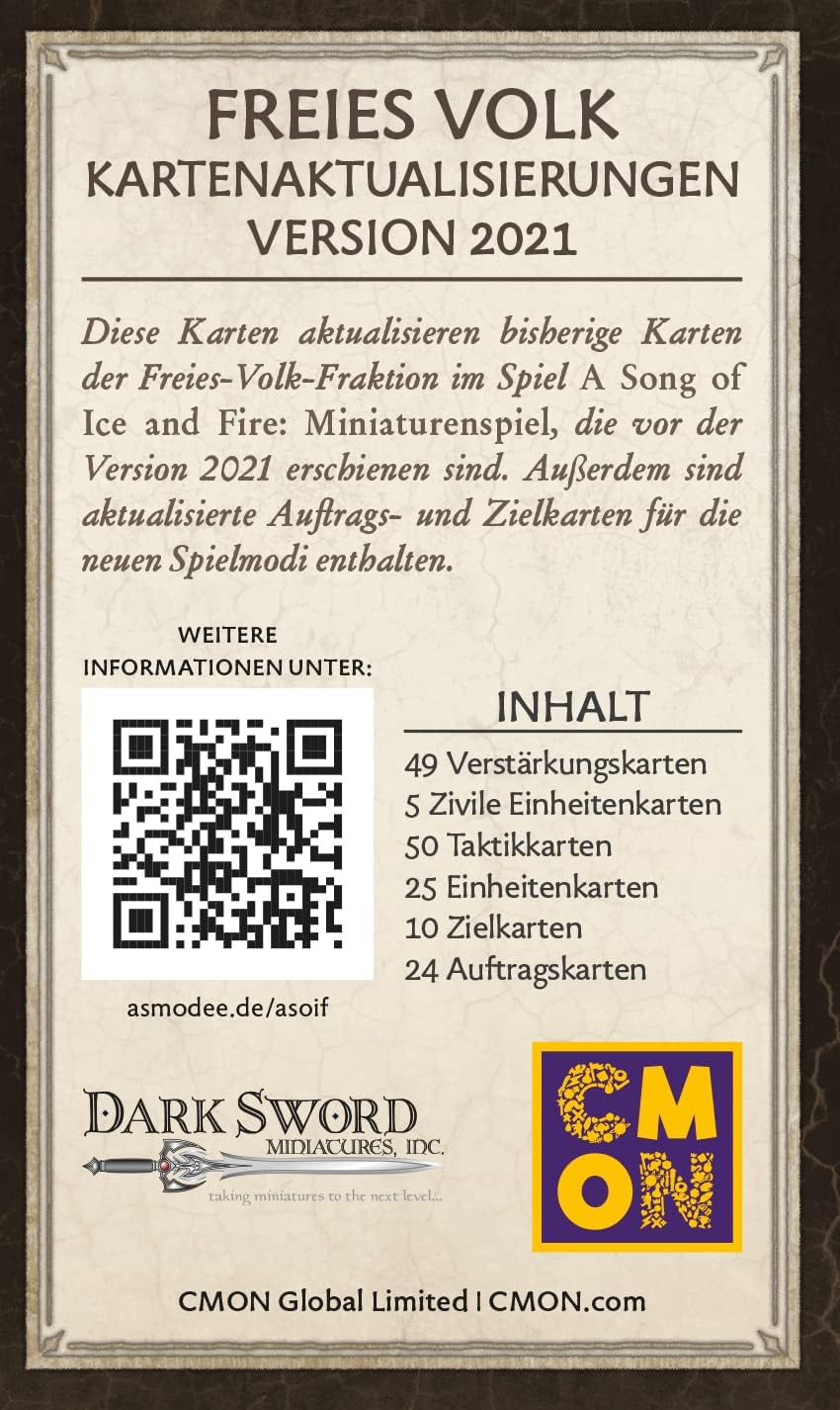 CMON Asmodee A Song of Ice & Fire - Free People Map Updates | Expansion | Tabletop | 2 Players | from 14+ Years | 45+ Minutes | German | Multilingual