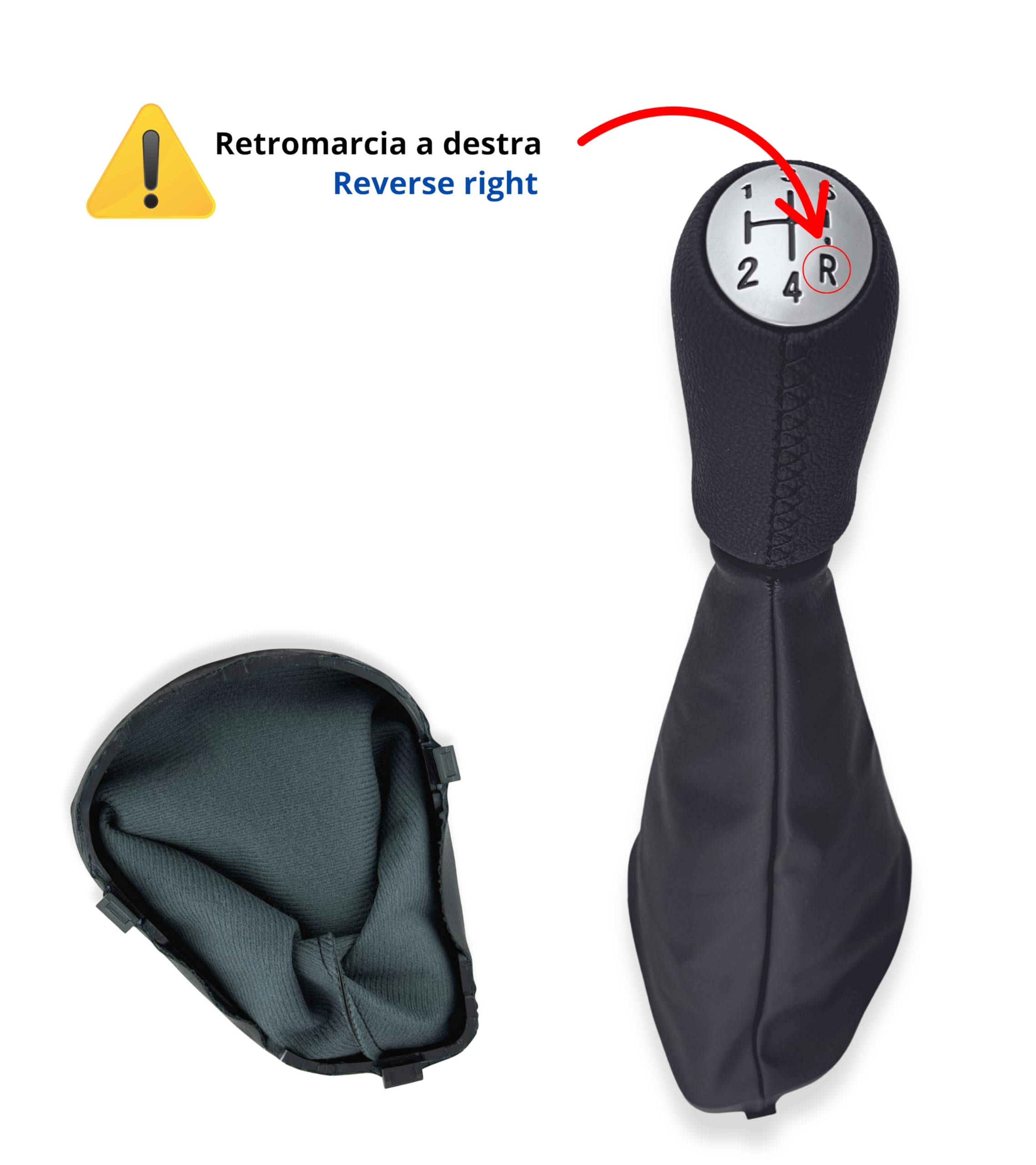 1neiSmartech Kit Schaltknauf 5 Gang und Schaltsack mit Ring kompatibel mit Dacia Logan MCV II 2013-2022, OEM 969356242R, Set Farbe Schwarz mit schwarzen Nähten
