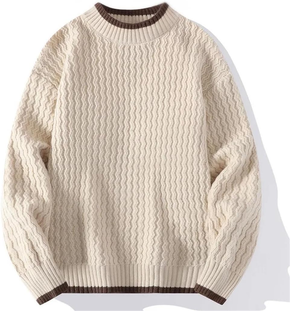 Winter Men's Small Tall Neck Long Sleeve Pullover Shirt Man Solid Color Loose Twisted Knit Sweater