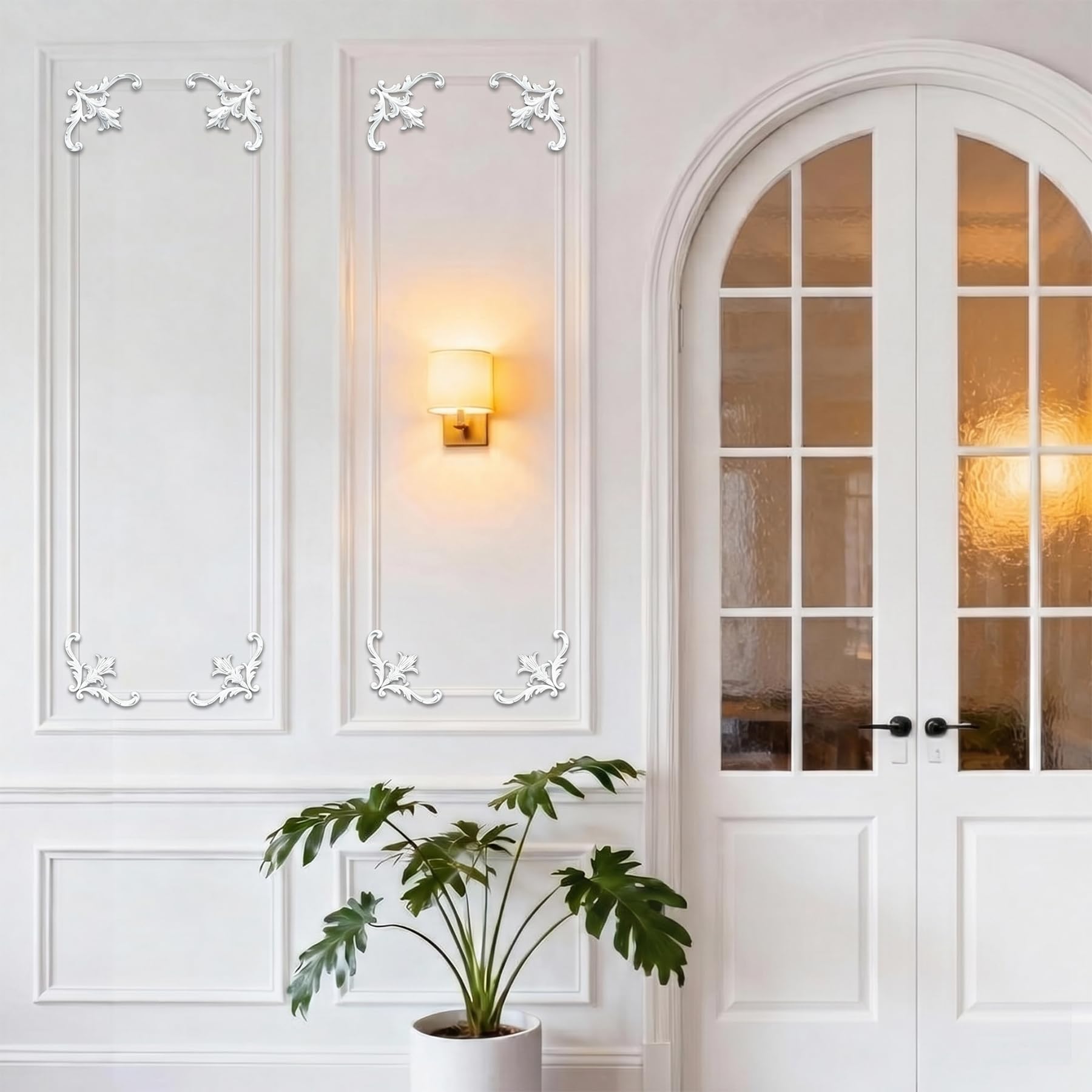 4 PCS Angolari Decorativi per Pareti E Soffitti in PU Modanature Angolari 3D con Decorazioni Floreali Profili Decorativi Verniciabili per Cornici E Angoli Elegante Finitura