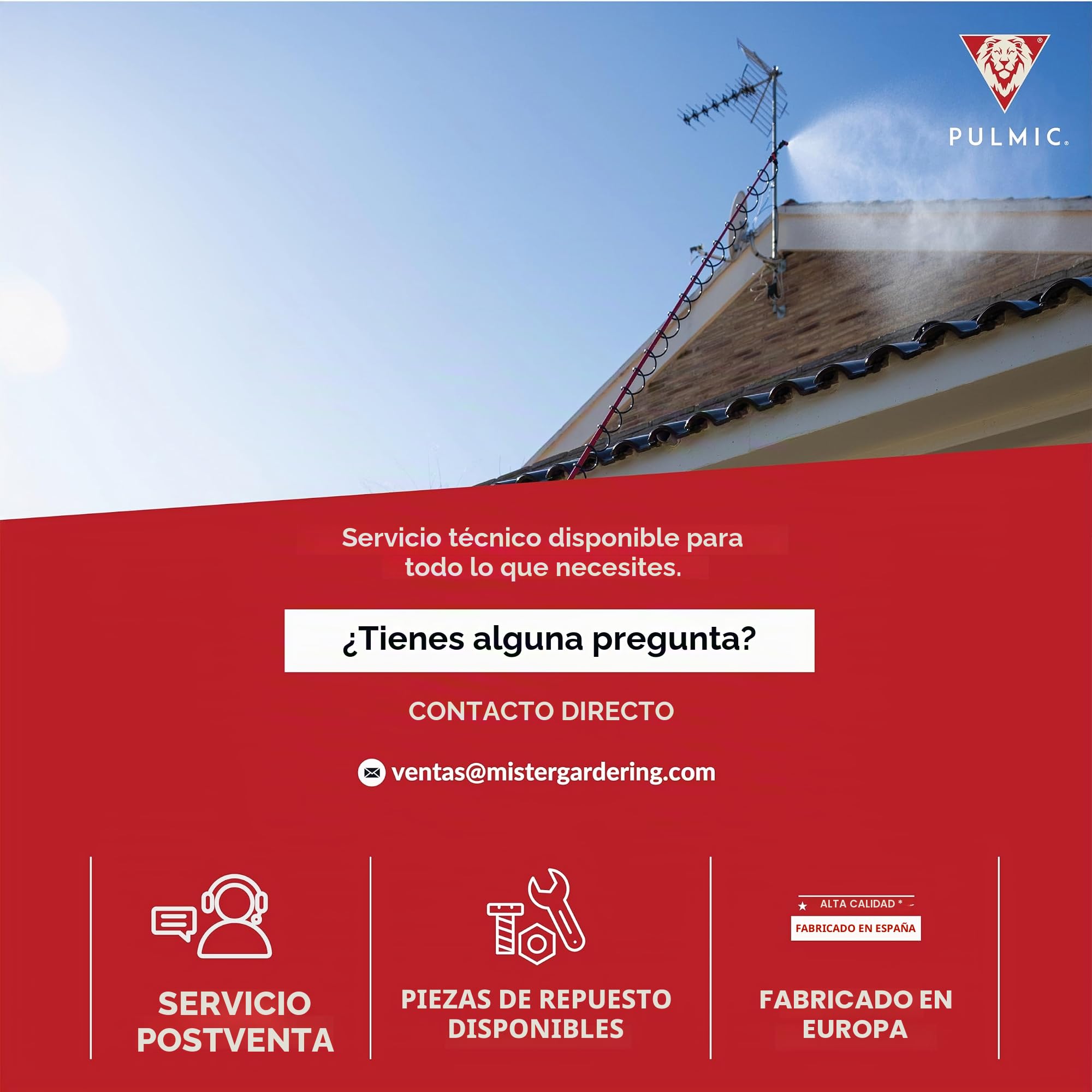 Pulmic Kit Premium Pulverizador eléctrico 35L + Lanza telescópica 5m, 4 Bar, Manguera 6m, autonomía 7h. para Limpieza de techos, Jardines, Aplicaciones en Altura, Palo ergonómico y Ultraligero