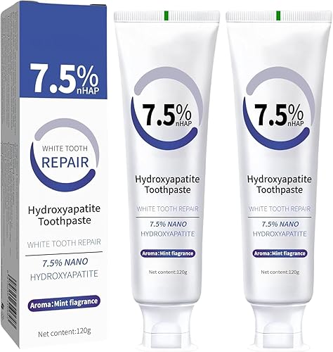 2 pastas dentales de hidroxiapatita para protección del esmalte y fortalecimiento de los dientes, pasta de dientes Hidroxiapatita, fórmula sin flúor