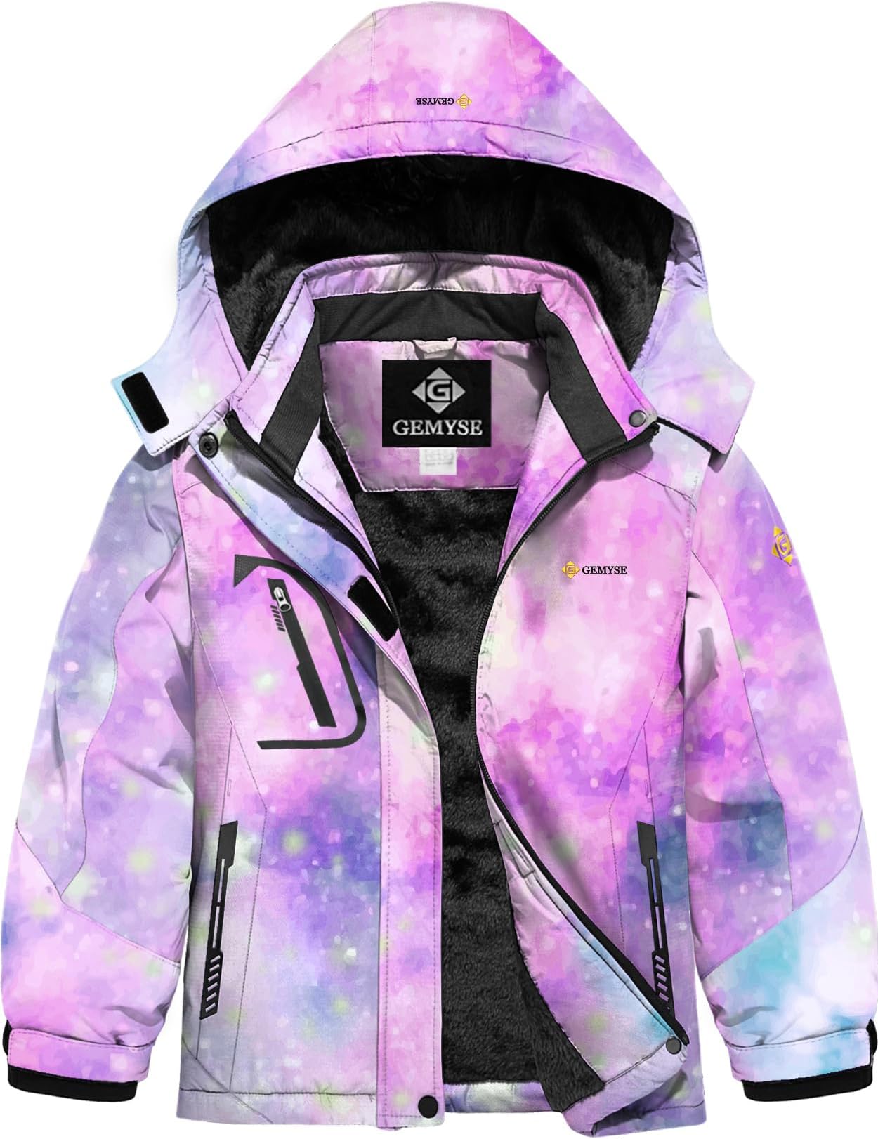 GEMYSE Boy's Winter Waterproof Ski Jacket Mountain Windproof Fleece Coat with Hood