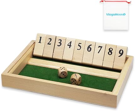 Shut the Box Game 2 Player, Wooden Table Dice Game Family Travel Game