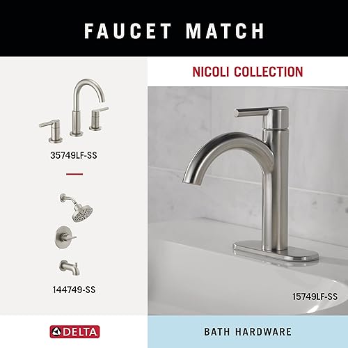 Miniatura 6 de Delta Nicoli - Toallero extensor de 18 pulgadas con 6 pulgadas para baño SpotShield níquel cepillado extensible de 18 a 24 pulgadas para toalla de