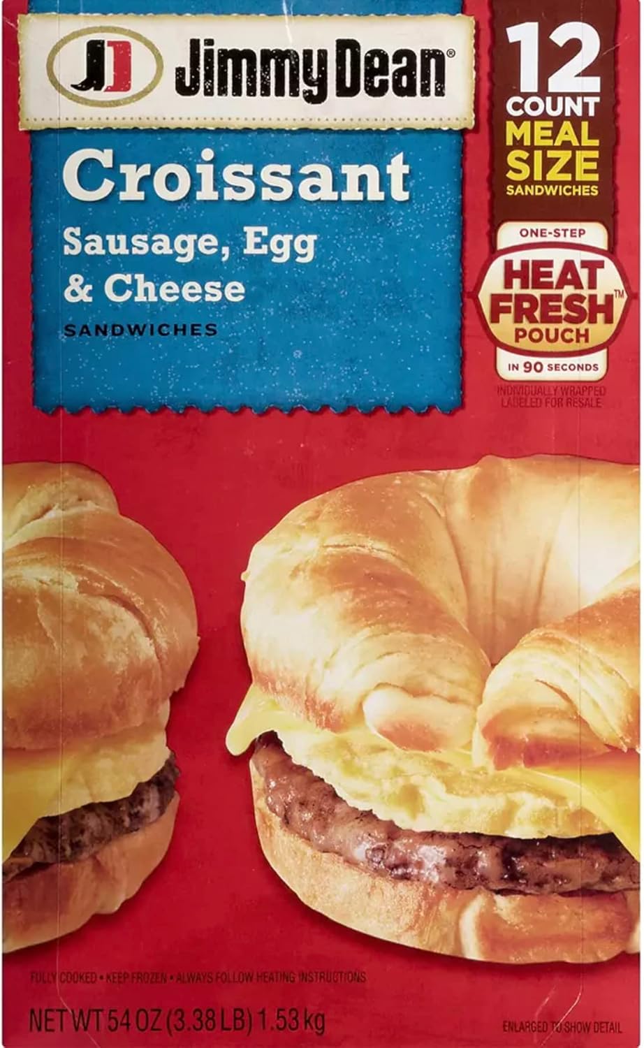 Jimmy Dean Sausage Egg and Cheese Croissant Sandwich, 3.375