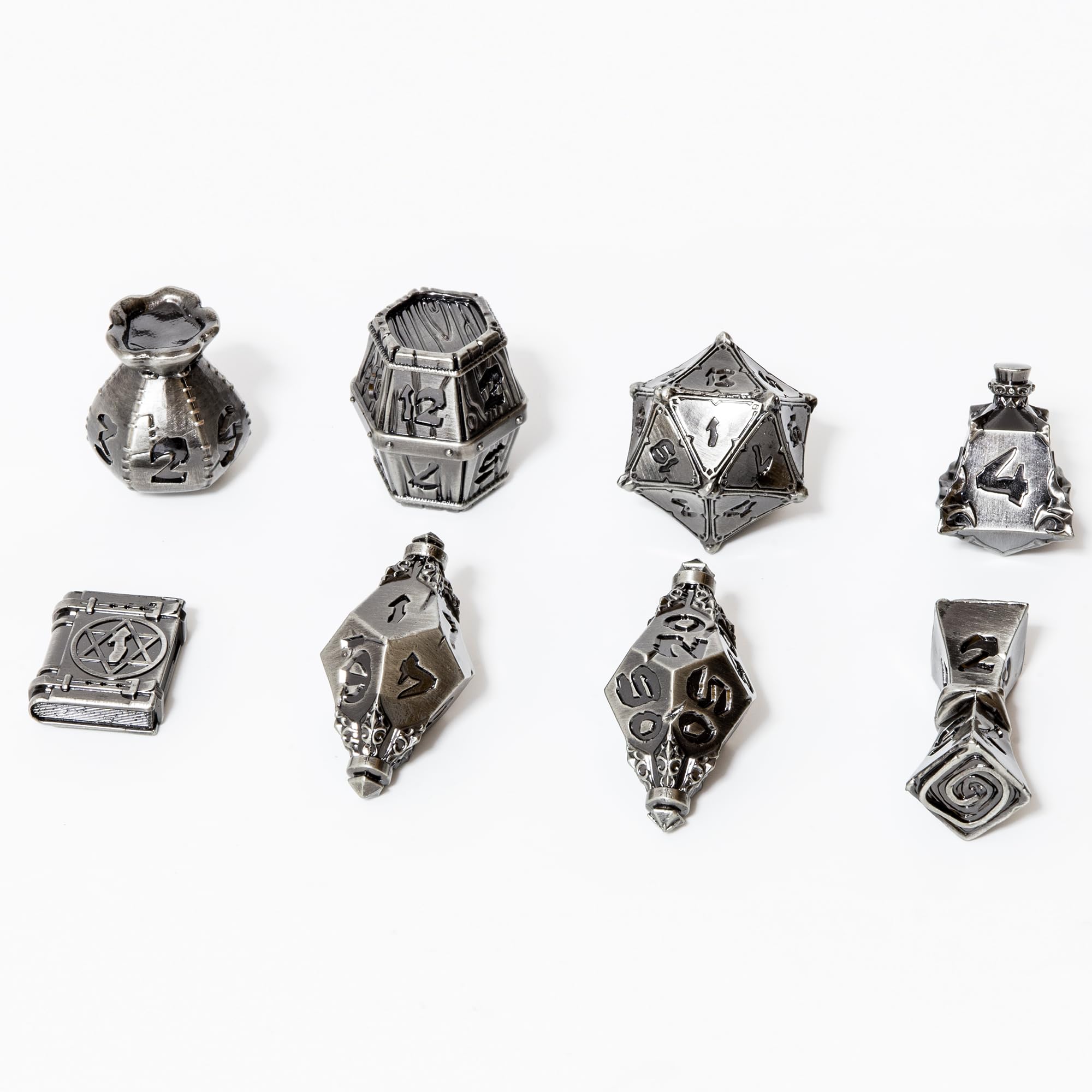 TOYVERSE Dwukolorowy zestaw wielościennych kości, stary kolor niklu, kostki ze stopu, odpowiedni do D&D, DND, RPG, MTG, Dungeons and Dragons, gier planszowych i odgrywania ról, od 15 lat
