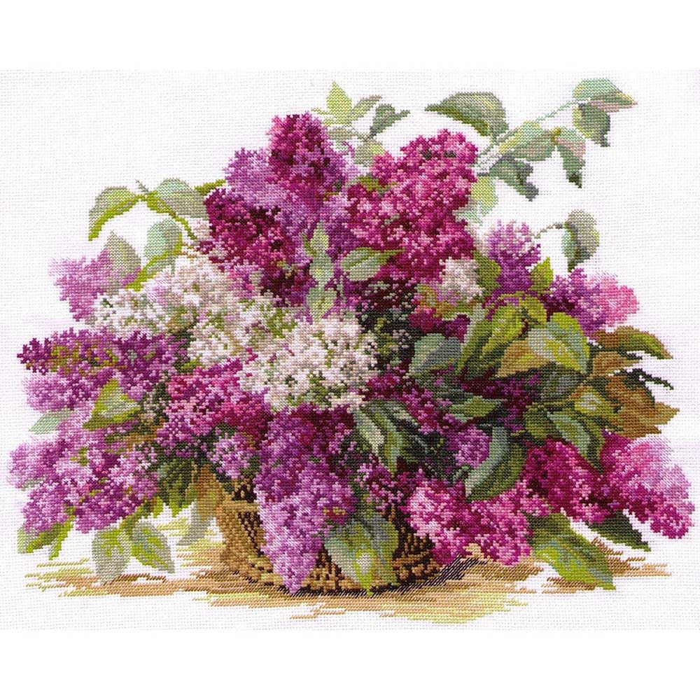 Kit di ricamo punto croce, motivo fiori/bouquet 41 x 32 cm