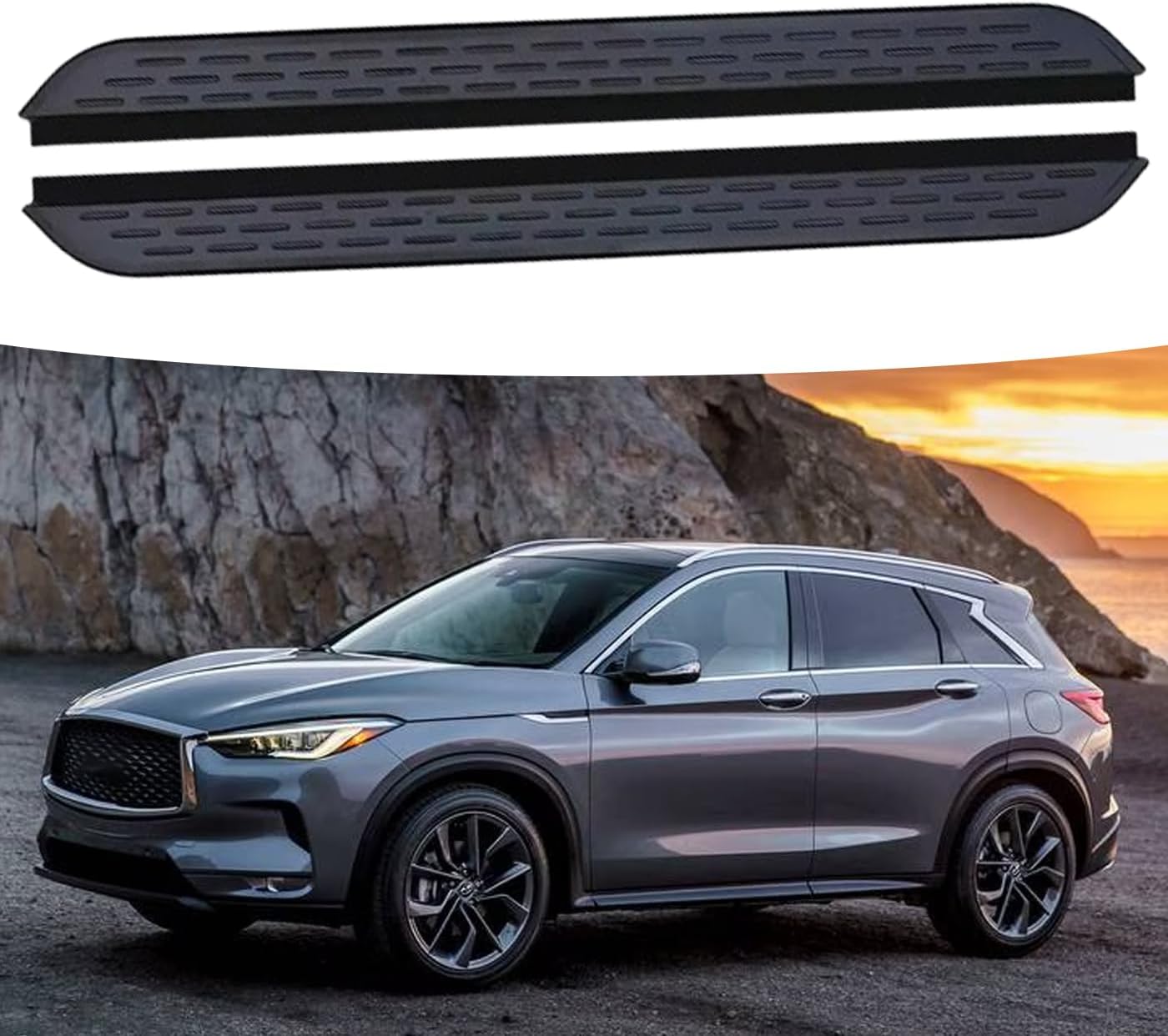 Running Boards SIide Steps Fit for Infiniti QX50 J55 2019-2024 Side Pedals Step Bars Blac 2pcs