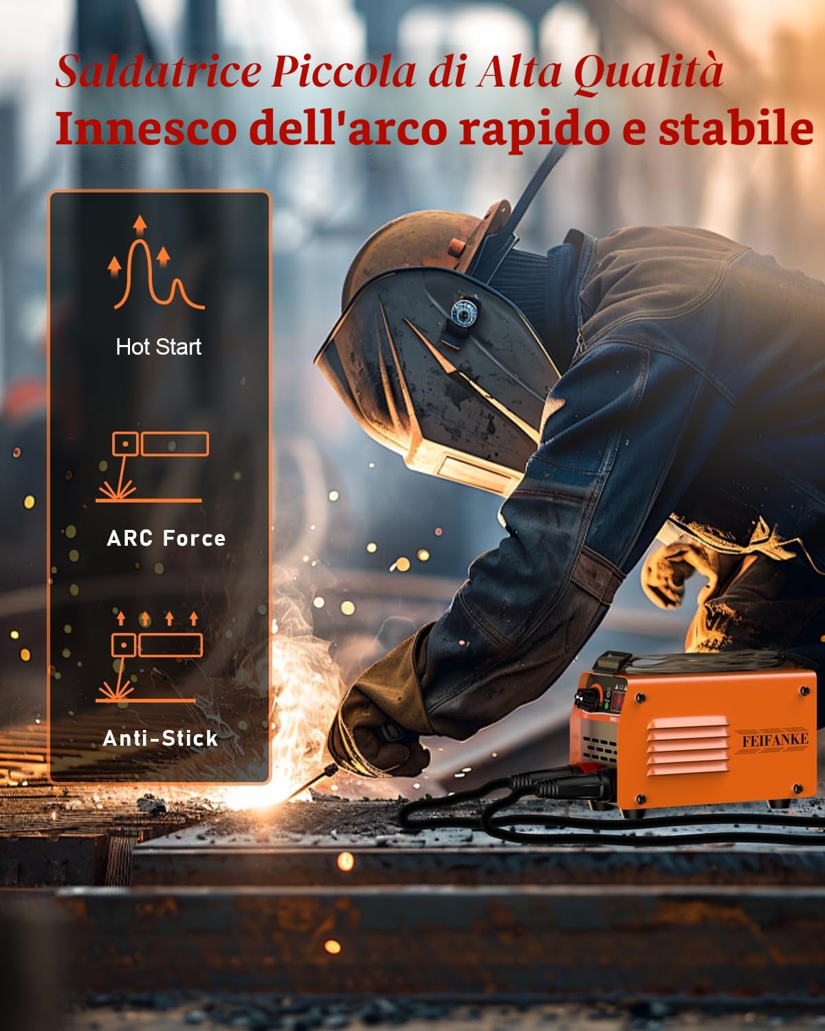 FEIFANKE ARC140 Ultra Mini Saldatrice Inverter 140A IGBT DC Saldatrice Elettrodo con sollevamento TIG, Display LED, Anti-Stick, 210 x 130 x 90 mm