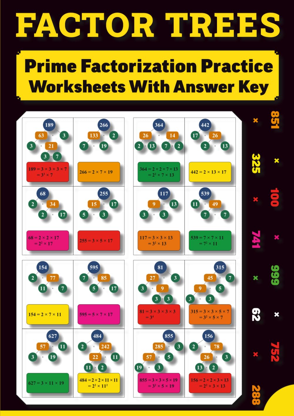 Factor Trees: Prime Factorization Practice Worksheets With Answer Key