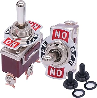 2pcs Momentary Switch Toggle Rocker Heavy Duty with Boot for 15A 250V 20A 125V SPDT 3 Position-Off- Spring Loaded Toggle Switch +2pcs Cover Switches