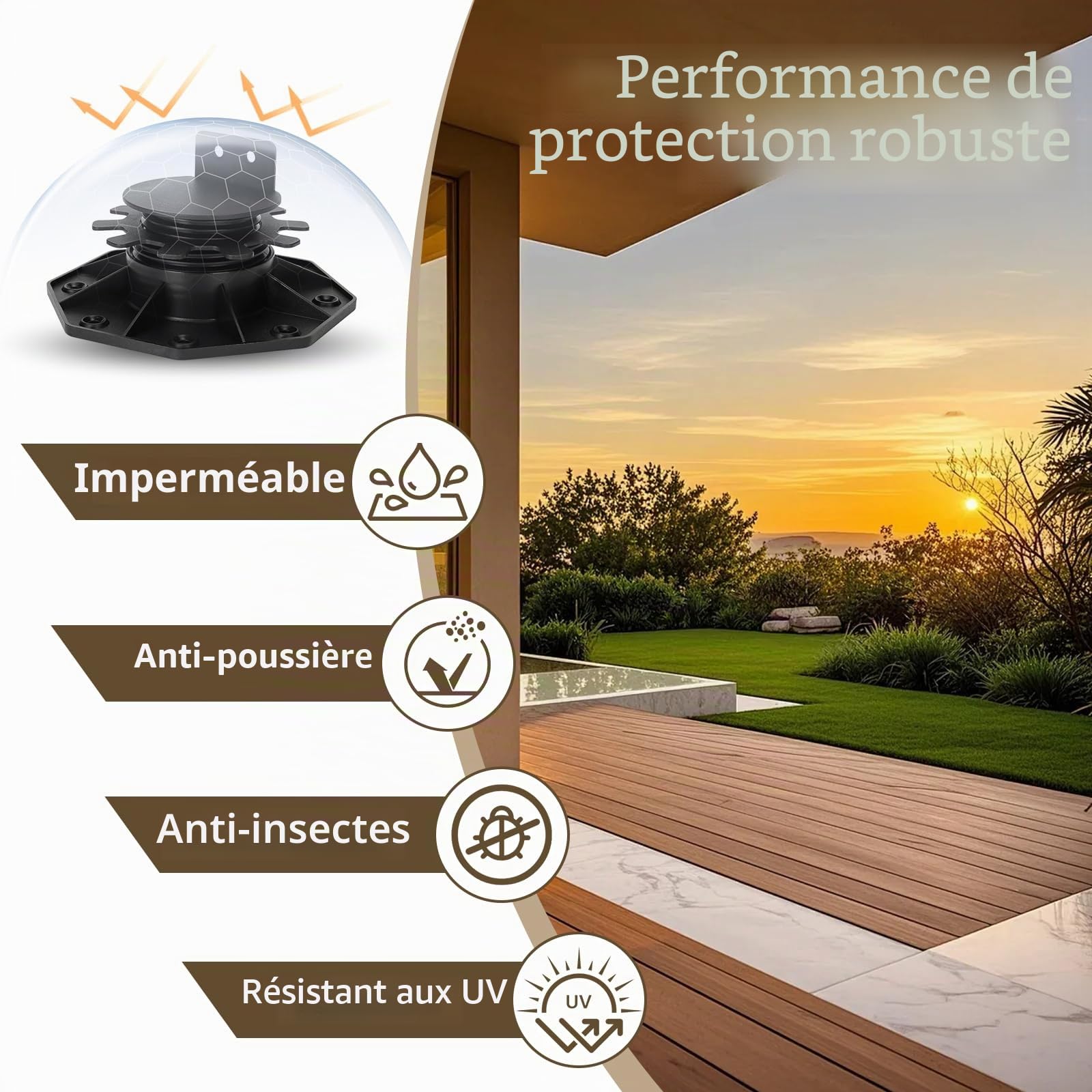 Lot de 12 plots réglables en hauteur pour dalles de terrasse de 30 à 60 mm - Pour pavés de cour, jeux d'eau, fontaines, jardins de terrasse et projets de bricolage, etc