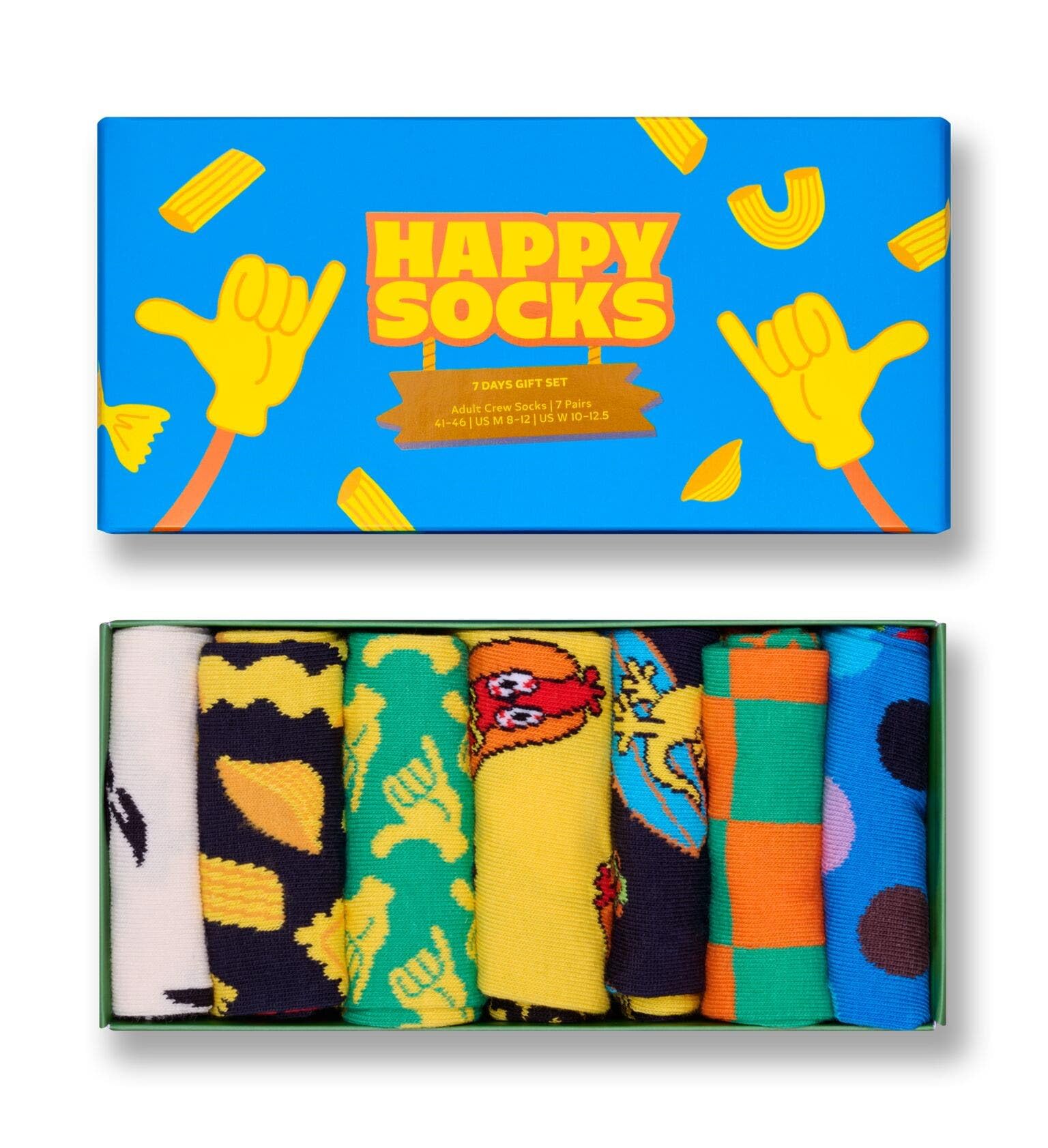 Happy Socks 7-pak 7-dniowy zestaw prezentowy skarpet bawełnianych dla kobiet i mężczyzn w kolorze niebieskim, rozmiar 41-46