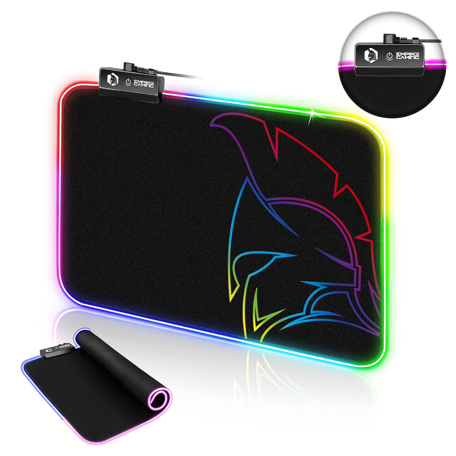EMPIRE GAMING Dark Rainbow RGB Podkładka pod mysz - 12 trybów oświetlenia LED - Podkładka pod mysz z jasnym podświetleniem - wodoodporna i antypoślizgowa guma - Do gier na PC, MAC i laptopa - 300 x