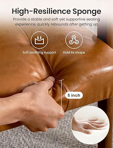 Miniatura 6 de Mid-Century - Juego de 2 sillas decorativas de piel sintética para sala de estar, cómodas sillas de dormitorio para espacios pequeños, sillón