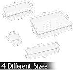 KICHLY 25 Pack Clear Plastic Desk Supplies Organizer, 4 Sizes Desk Drawer Organizer for Office Supplies, Vanity Organizers, Makeup, Gadgets, & Jewelry Storage Bins